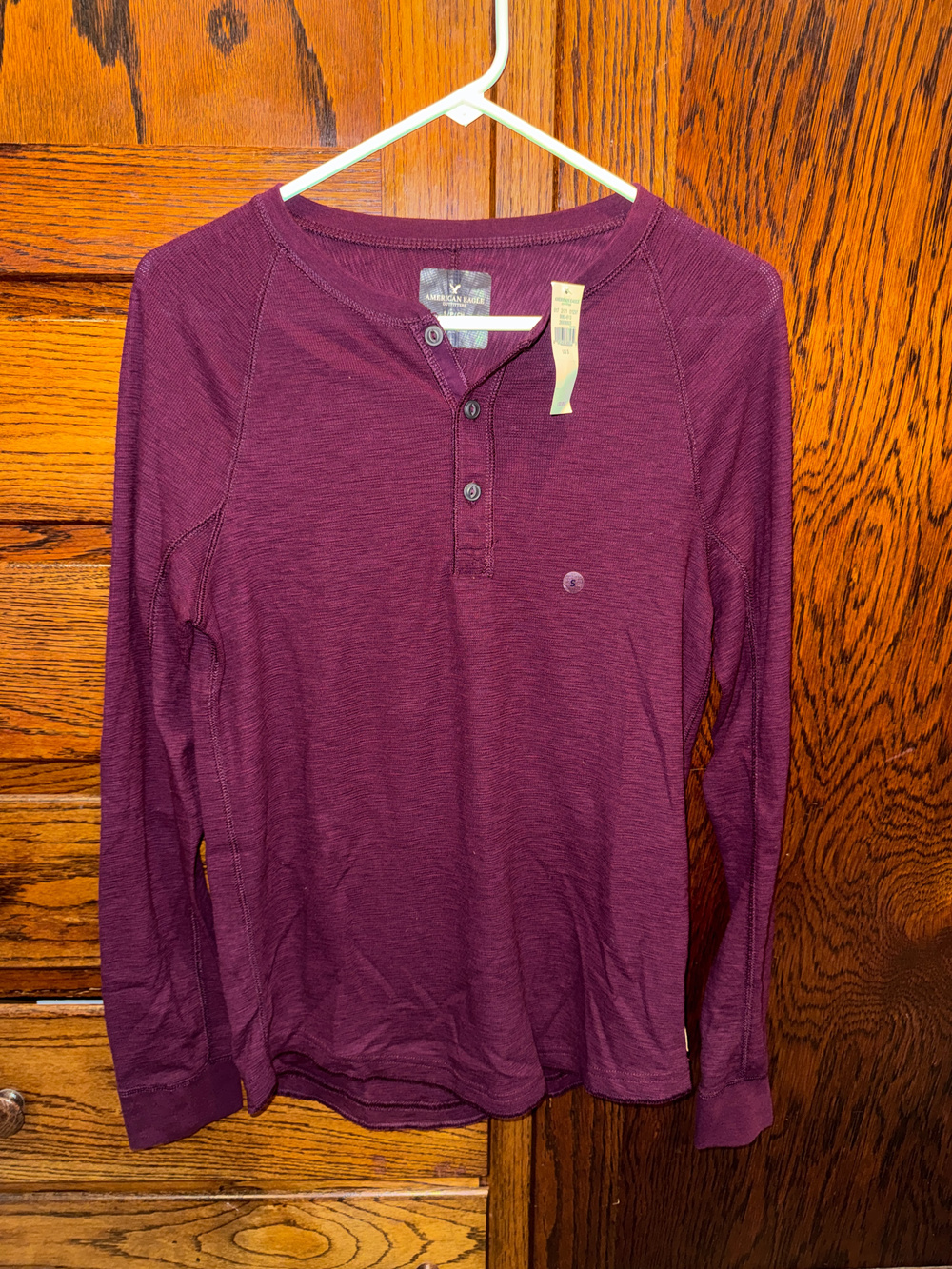 American Eagle Henley Long Sleeve Shirt Burgandy Size S
